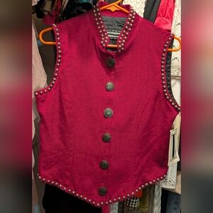 Studded Red Vest with Button Details